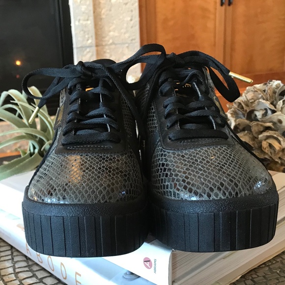 PUMA CALI BLACK SNAKE PLATFORM WEDGE SNEAKER - Picture 2 of 11